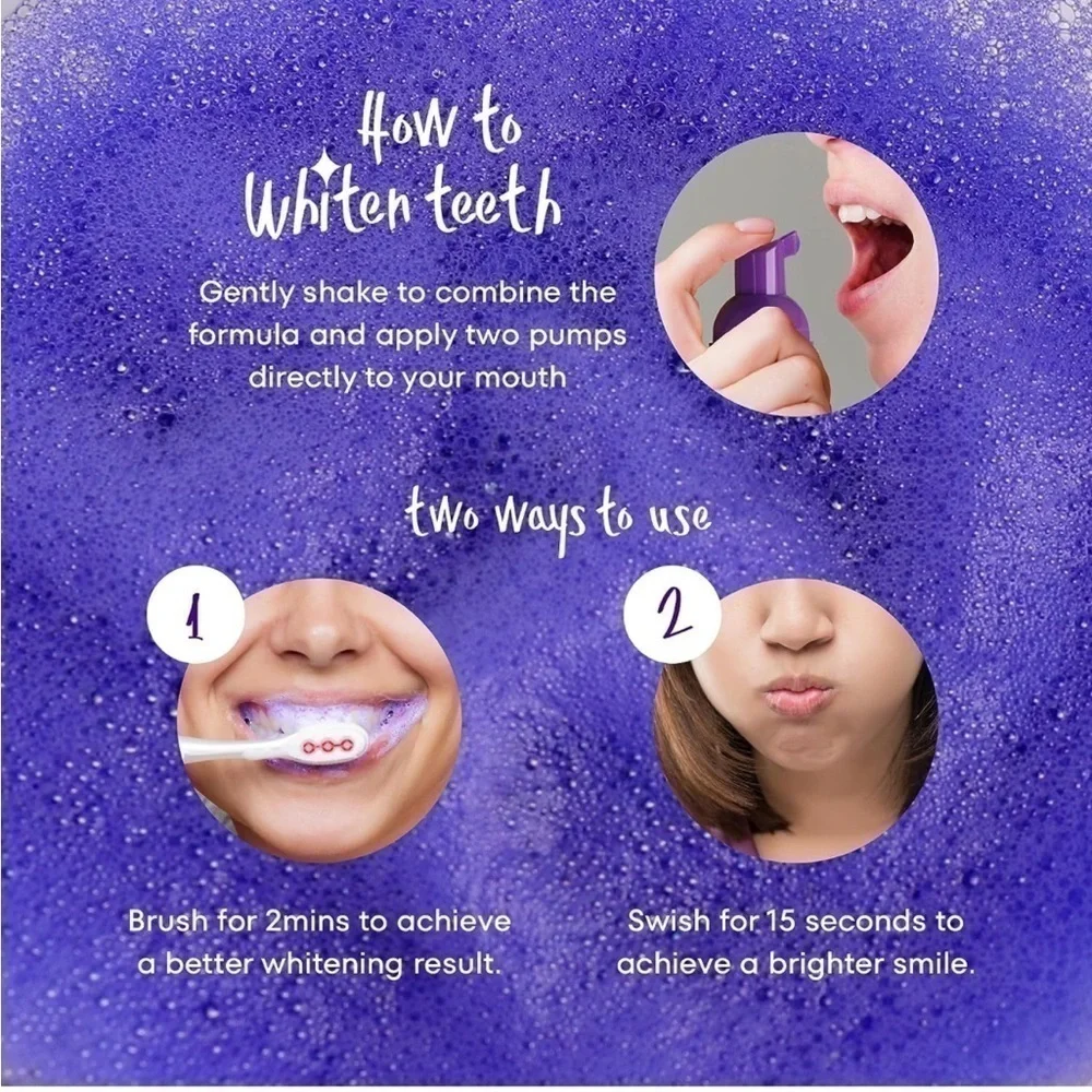 Brand New Bright White Bundle Purple Color Correcting Foam & Whitening Strips